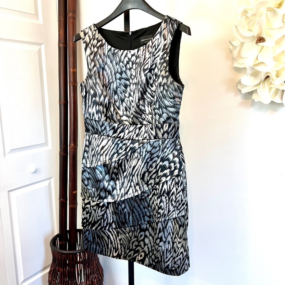 Connected Animal Print Silk Inspired Layered Skirt Dress